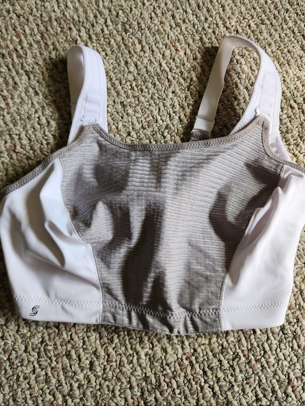 Glamorise Two-Tone White and Light Gray High-Impact Sports Bra